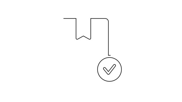 Zwarte lijn Kartonnen doos pictogram geïsoleerd op witte achtergrond. Doos, pakje, pakketteken. Levering en verpakking. 4K Video motion grafische animatie — Stockvideo