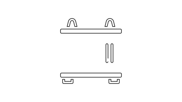 Ligne noire icône de conteneur isolé sur fond blanc. Crane soulève un conteneur avec une cargaison. Animation graphique de mouvement vidéo 4K — Video