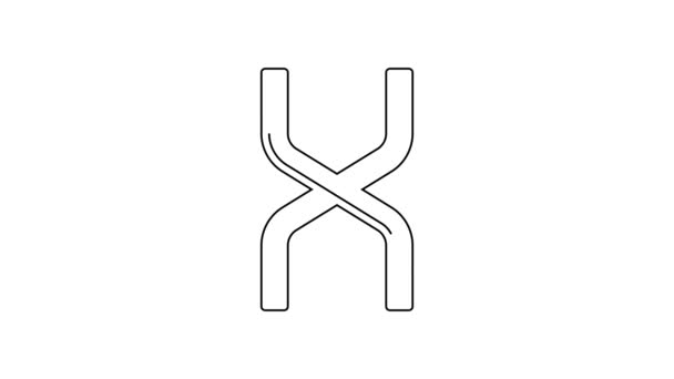 Ligne noire icône symbole ADN isolé sur fond blanc. Animation graphique de mouvement vidéo 4K — Video