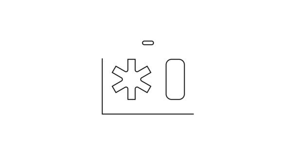 Ligne noire Dossier clinique médical sur ordinateur portable icône isolé sur fond blanc. Formulaire d'assurance maladie. Rapport de contrôle médical. Animation graphique de mouvement vidéo 4K — Video