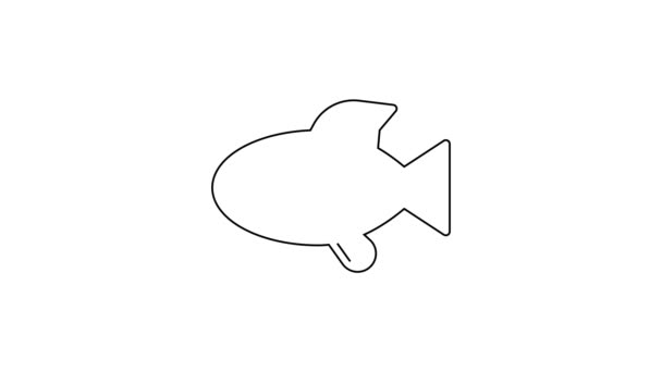Ligne noire Icône poisson isolé sur fond blanc. Animation graphique de mouvement vidéo 4K — Video