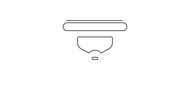 Linea nera Camping icona sedia pieghevole portatile isolato su sfondo bianco. Riposo e relax attrezzature. Posto di pesca. Animazione grafica 4K Video motion — Video Stock