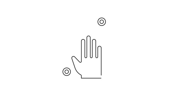 Schwarze Linie Schwamm Symbol isoliert auf weißem Hintergrund. Bast zum Geschirrspülen. Reinigungsservice-Logo. 4K Video Motion Grafik Animation — Stockvideo