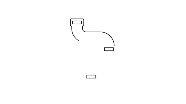 Ligne noire Icône de tuyau métallique de l'industrie isolé sur fond blanc. Plomberie des parties de pipeline de différentes formes. Animation graphique de mouvement vidéo 4K — Video