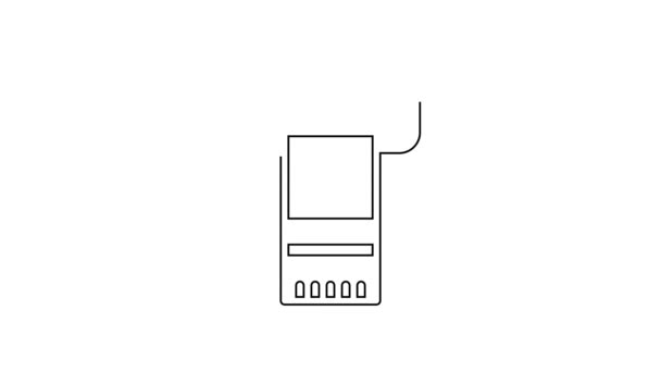 Ligne noire Serviette sur l'icône du cintre isolé sur fond blanc. Icône serviette de bain. Animation graphique de mouvement vidéo 4K — Video