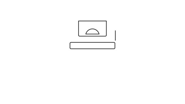 Fekete vonal Kuka ikon elszigetelt fehér háttér. Szemetes kuka tábla. Újrahasznosító kosár ikon. Irodai szemét ikon. 4K Videó mozgás grafikus animáció — Stock videók