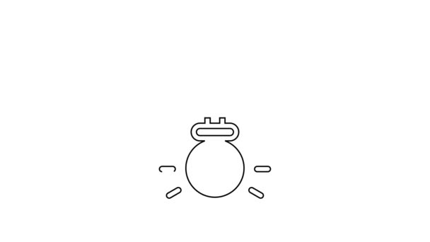 Icona Medaglia linea nera isolata su sfondo bianco. Simbolo del vincitore. Animazione grafica 4K Video motion — Video Stock