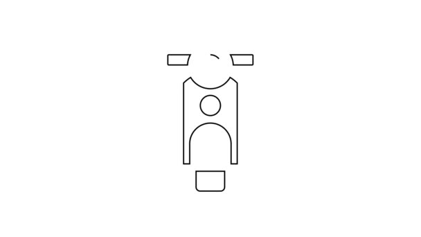 Icono de Scooter de línea negra aislado sobre fondo blanco. Animación gráfica de vídeo 4K — Vídeo de stock