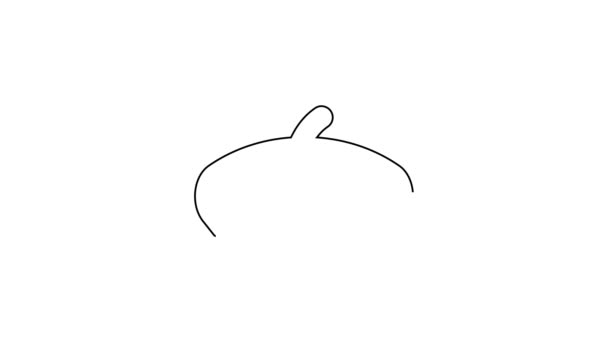 黑线法国贝雷帽图标孤立在白色背景。4K视频运动图形动画 — 图库视频影像