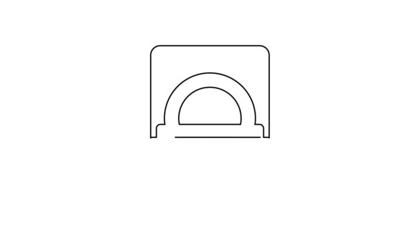 Μαύρη γραμμή Διαμαντένιο δαχτυλίδι αρραβώνων σε ένα εικονίδιο κουτί που απομονώνεται σε λευκό φόντο. 4K Γραφική κίνηση κίνησης βίντεο — Αρχείο Βίντεο