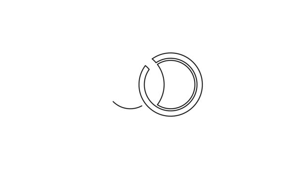 Ligne noire Icône anneaux de mariage isolé sur fond blanc. Bijoux pour mariée et marié signe. Le symbole du mariage. Bague en diamant. Animation graphique de mouvement vidéo 4K — Video