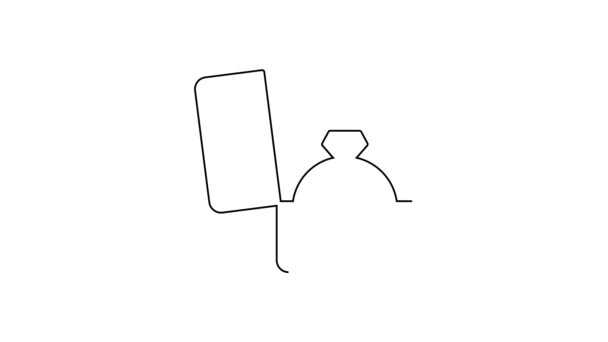 Anillo de compromiso Black line Diamond en un icono de caja aislado sobre fondo blanco. Animación gráfica de vídeo 4K — Vídeos de Stock
