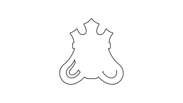 Ligne noire Princesse ou reine portant son icône couronne isolée sur fond blanc. Dame médiévale. Animation graphique de mouvement vidéo 4K — Video