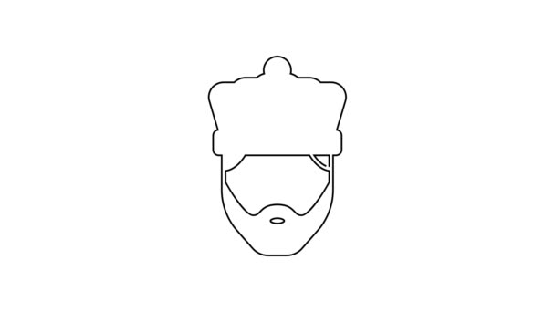 Ligne noire Roi avec icône couronne isolée sur fond blanc. Animation graphique de mouvement vidéo 4K — Video