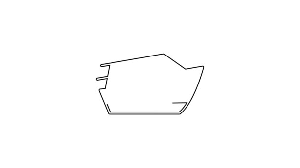 Zwarte lijn Speedboat icoon geïsoleerd op witte achtergrond. 4K Video motion grafische animatie — Stockvideo