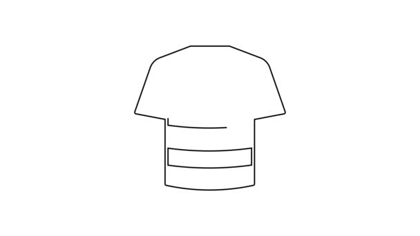 Черная линия полосатый матрос иконка футболки изолированы на белом фоне. Морской объект. Видеографическая анимация 4K — стоковое видео