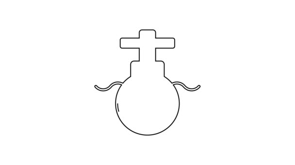 Black line Submarine icon isolated on white background. Military ship. 4K Video motion graphic animation — Stock Video
