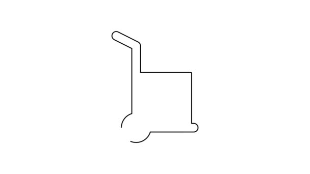 Черная линия Грузовик и коробки значок изолированы на белом фоне. Символ Долли. Видеографическая анимация 4K — стоковое видео