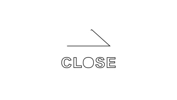 Чорна лінія Висячий знак з текстом Закрита піктограма ізольована на білому тлі. Бізнес тема для кафе або ресторану. 4K Відео рух графічна анімація — стокове відео