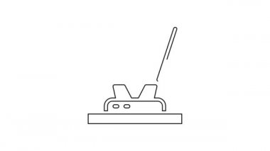 Beyaz arkaplanda siyah çizgi hologram simgesi izole edildi. Küresel iletişim teknolojisi. 4K Video hareketli grafik canlandırması