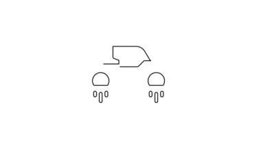 Siyah çizgi Uçan Şahane araba simgesi beyaz arka planda izole edildi. Gelecekteki araba teknolojisi, gelecekteki ulaşım araçları. 4K Video hareketli grafik canlandırması