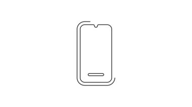 Siyah çizgi Akıllı Telefon, beyaz arkaplanda izole edilmiş cep telefonu simgesi. 4K Video hareketli grafik canlandırması