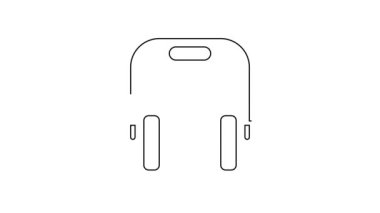 Siyah çizgi kulaklık simgesi beyaz arkaplanda izole edildi. Kulaklıklar. Müzik, hizmet, iletişim ve operatör konsepti. 4K Video hareketli grafik canlandırması