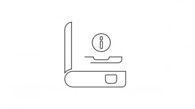 Siyah çizgi Kullanıcı elle simgesi beyaz arkaplanda izole edildi. Kullanıcı rehberi kitabı. Talimat işareti. Kullanmadan önce oku. 4K Video hareketli grafik canlandırması