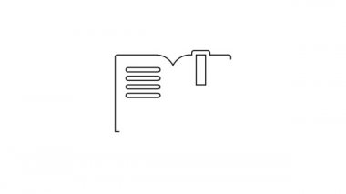 Siyah çizgi açık kitap simgesi beyaz arkaplanda izole edildi. 4K Video hareketli grafik canlandırması