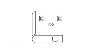 Siyah çizgi üzerinde simya tarifleri, mistik büyüler ve beyaz arka planda izole edilmiş büyü simgeleri olan Eskiler 'in sihirli kitabı. 4K Video hareketli grafik canlandırması