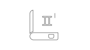 Siyah çizgi kitap simgesi beyaz arkaplanda izole edildi. İkinci cilt. 4K Video hareketli grafik canlandırması