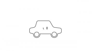 Siyah çizgi kırılan taksi arabası simgesi beyaz arka planda izole edildi. 4K Video hareketli grafik canlandırması