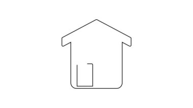 Siyah çizgi Akıllı ev simgesi beyaz arkaplanda izole edildi. Uzaktan kumanda. 4K Video hareketli grafik canlandırması