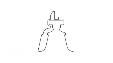 Siyah çizgi pense aracı simgesi beyaz arkaplanda izole edildi. Pense endüstriyel mekanik su tesisatında çalışıyor. 4K Video hareketli grafik canlandırması