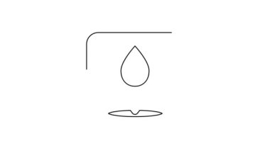 Beyaz zemin üzerinde konum simgesi izole edilmiş siyah çizgi su damlası. 4K Video hareketli grafik canlandırması