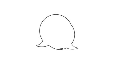 Beyaz arkaplanda izole edilmiş konuşma baloncukları simgesi olan siyah çizgi su damlası. 4K Video hareketli grafik canlandırması