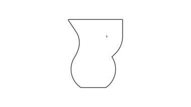 Beyaz zemin üzerinde su ikonu olan siyah çizgi sürahi camlar. Su için çaydanlık. İçme suyu dolu cam sürahi. 4K Video hareketli grafik canlandırması