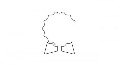 Beyaz zemin üzerinde yıldız simgesi olan siyah çizgi madalyası. Kazanan sembol. 4K Video hareketli grafik canlandırması