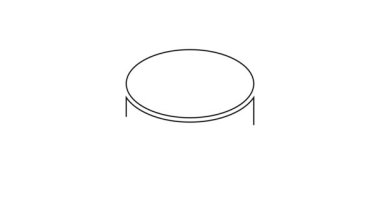 Beyaz arkaplanda siyah çizgi hokey diski simgesi izole edildi. 4K Video hareketli grafik canlandırması