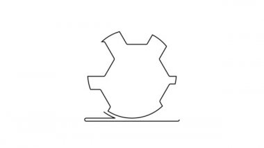 Siyah çizgi futbol topu ikonu beyaz arka planda izole edildi. Spor malzemeleri. 4K Video hareketli grafik canlandırması