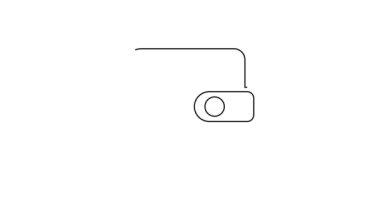 Beyaz arkaplanda siyah çizgi cüzdan simgesi izole edildi. Çanta ikonu. Nakit tasarruf sembolü. 4K Video hareketli grafik canlandırması