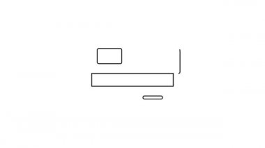 Siyah çizgi kredi kartı simgesi beyaz arkaplanda izole edildi. Çevrimiçi ödeme. Nakit çekilmesi. Finansal operasyonlar. Alışveriş tabelası. 4K Video hareketli grafik canlandırması