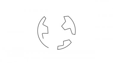 Siyah çizgi Dünya ikonu beyaz arka planda izole edilmiş. Dünya ya da Dünya işareti. Küresel internet sembolü. Geometrik şekiller. 4K Video hareketli grafik canlandırması