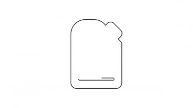 Varil simgesindeki siyah çizgi radyoaktif atık beyaz arka planda izole edildi. Zehirli atık fıçısı. Radyoaktif atık emisyonları, çevre kirliliği. 4K Video hareketli grafik canlandırması