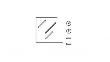 Beyaz zemin üzerinde siyah çizgi mikrodalga fırın ikonu izole edildi. Ev aletleri simgesi. 4K Video hareketli grafik canlandırması