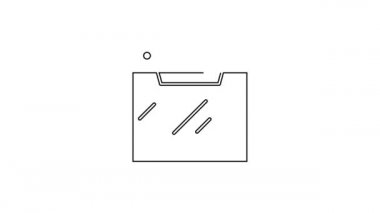 Beyaz arkaplanda siyah çizgi fırın simgesi izole edildi. Fırın tabelası. 4K Video hareketli grafik canlandırması