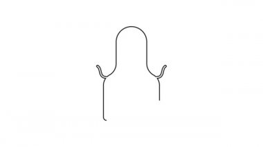 Siyah çizgi mutfak önlüğü simgesi beyaz arkaplanda izole edildi. Yemek pişirmek için şef üniforması. 4K Video hareketli grafik canlandırması