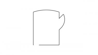 Siyah çizgi kesme tahtası ve bıçak ikonu beyaz arka planda izole edildi. Kesme tahtası sembolü. Çatal bıçak sembolü. 4K Video hareketli grafik canlandırması