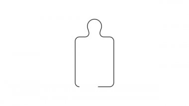 Siyah çizgi kesme tahtası simgesi beyaz arkaplanda izole edildi. Kesme tahtası sembolü. 4K Video hareketli grafik canlandırması