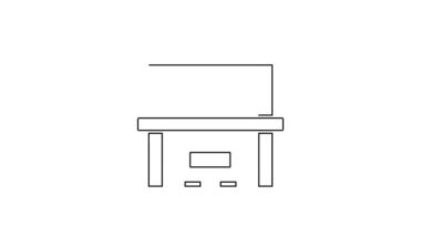 Siyah çizgi piyano ikonu beyaz arkaplanda izole edilmiş. Müzik aleti. 4K Video hareketli grafik canlandırması